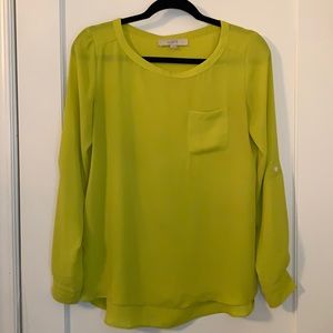 Loft long sleeve Chartreuse blouse